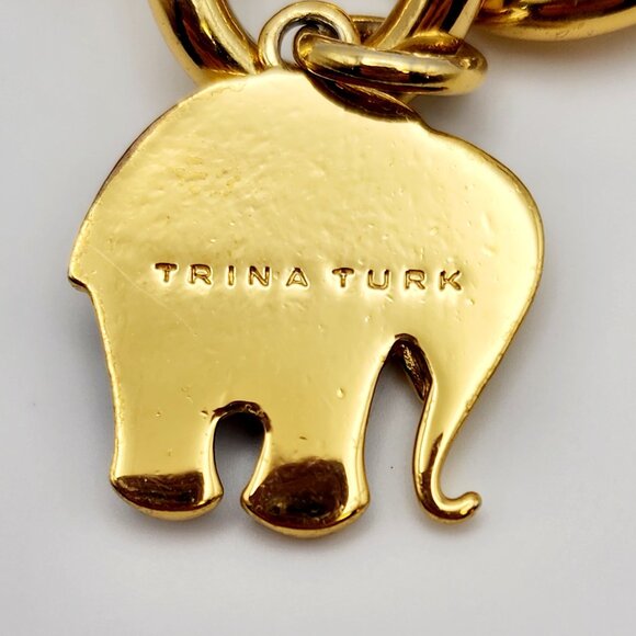 Trina Turk Chunky Gold and Black Enamel Elephant Chain Bracelet - Picture 3 of 6
